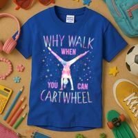 Gymnastics Why Walk When You Can Cartwheel Tie Dye Cool Gift Kids T-Shirt thumb 3