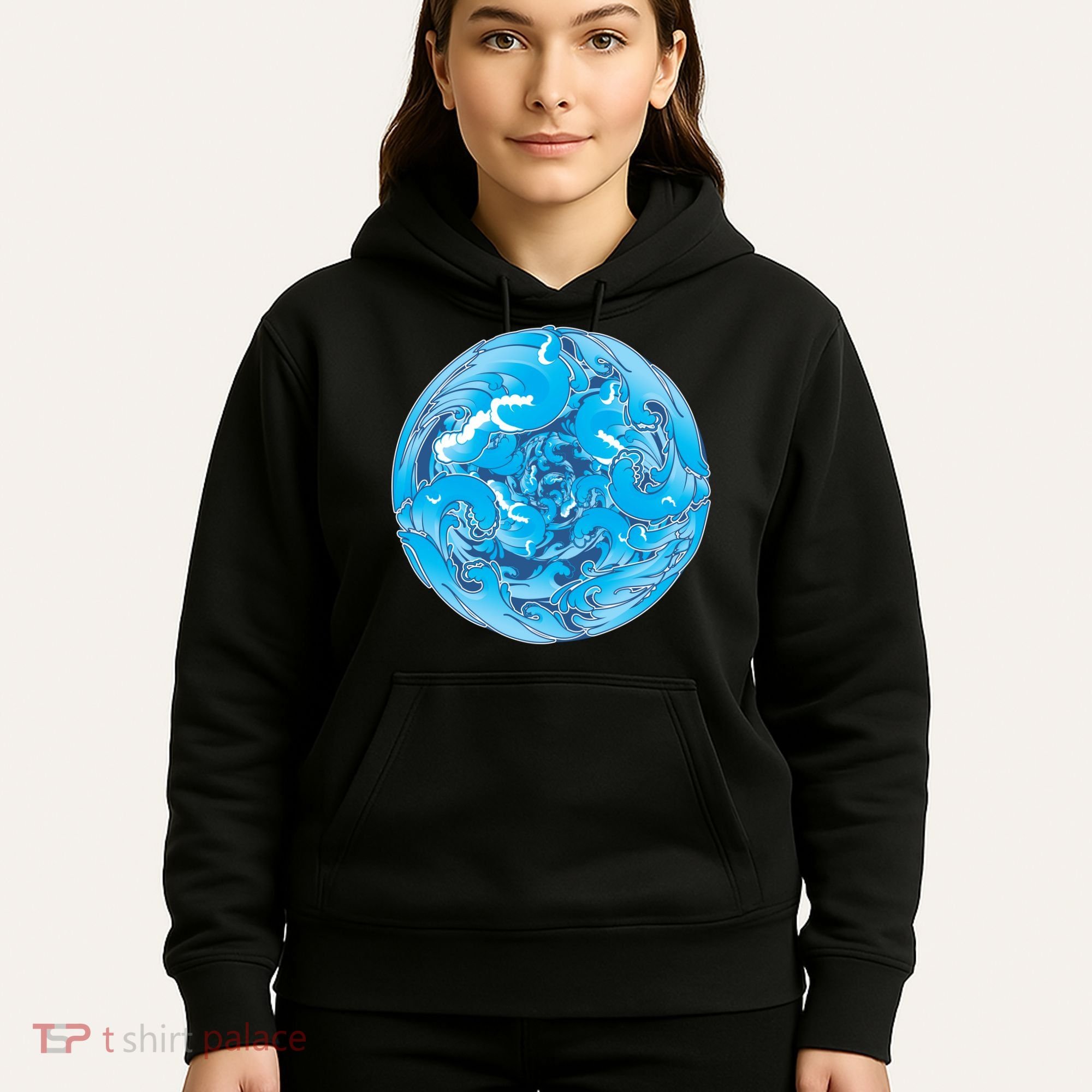 Great Wave Water Ball Emblem Hoodie