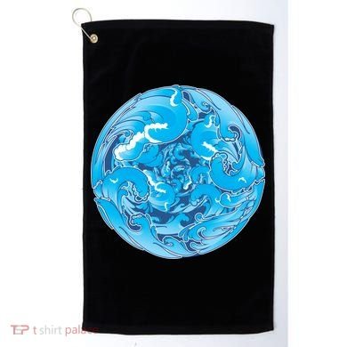 Great Wave Water Ball Emblem Golf Towel