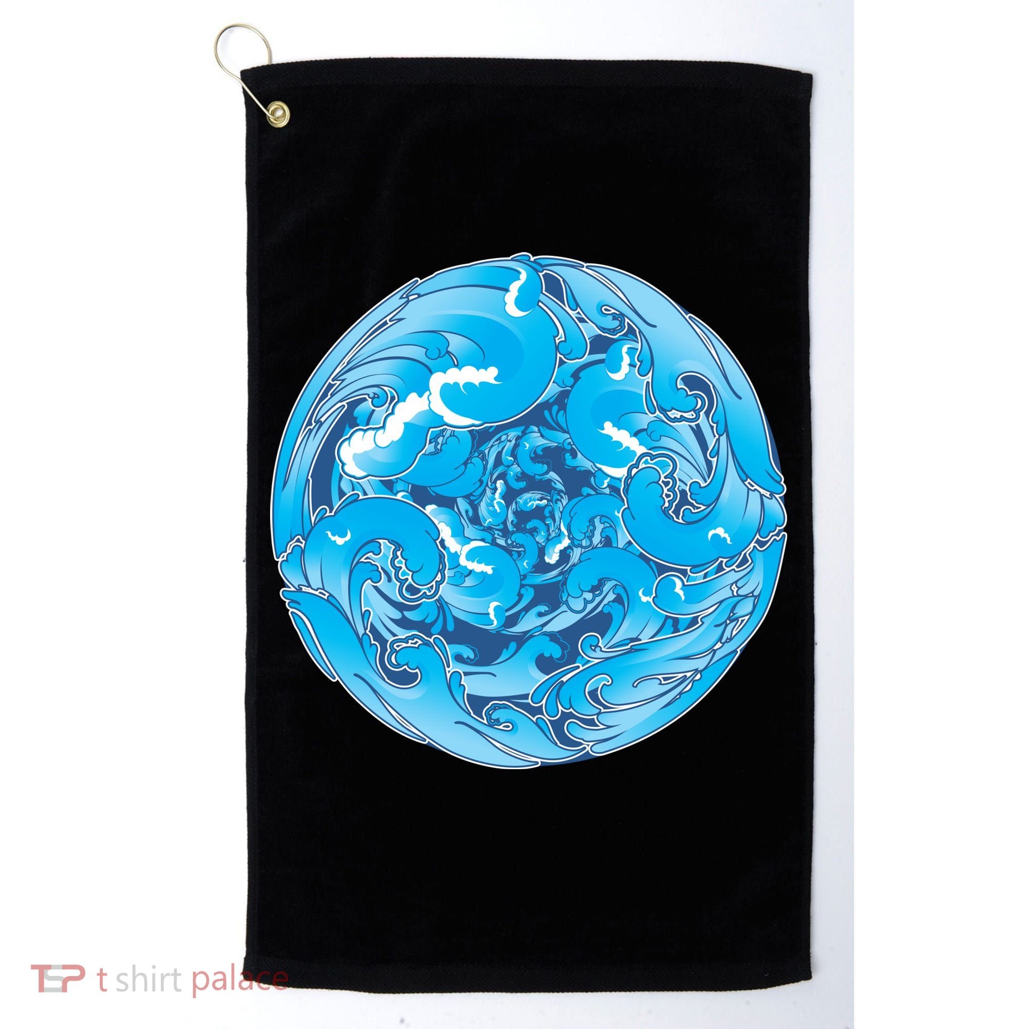 Great Wave Water Ball Emblem Golf Towel