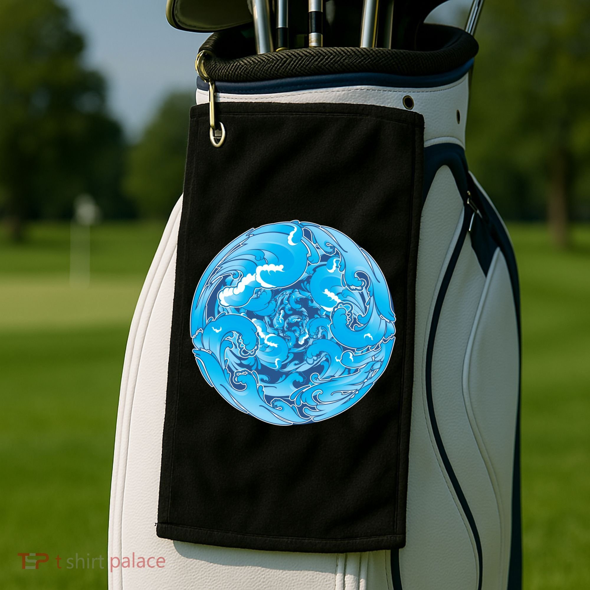 Great Wave Water Ball Emblem Golf Towel