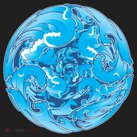 Great Wave Water Ball Emblem Golf Towel thumb 3
