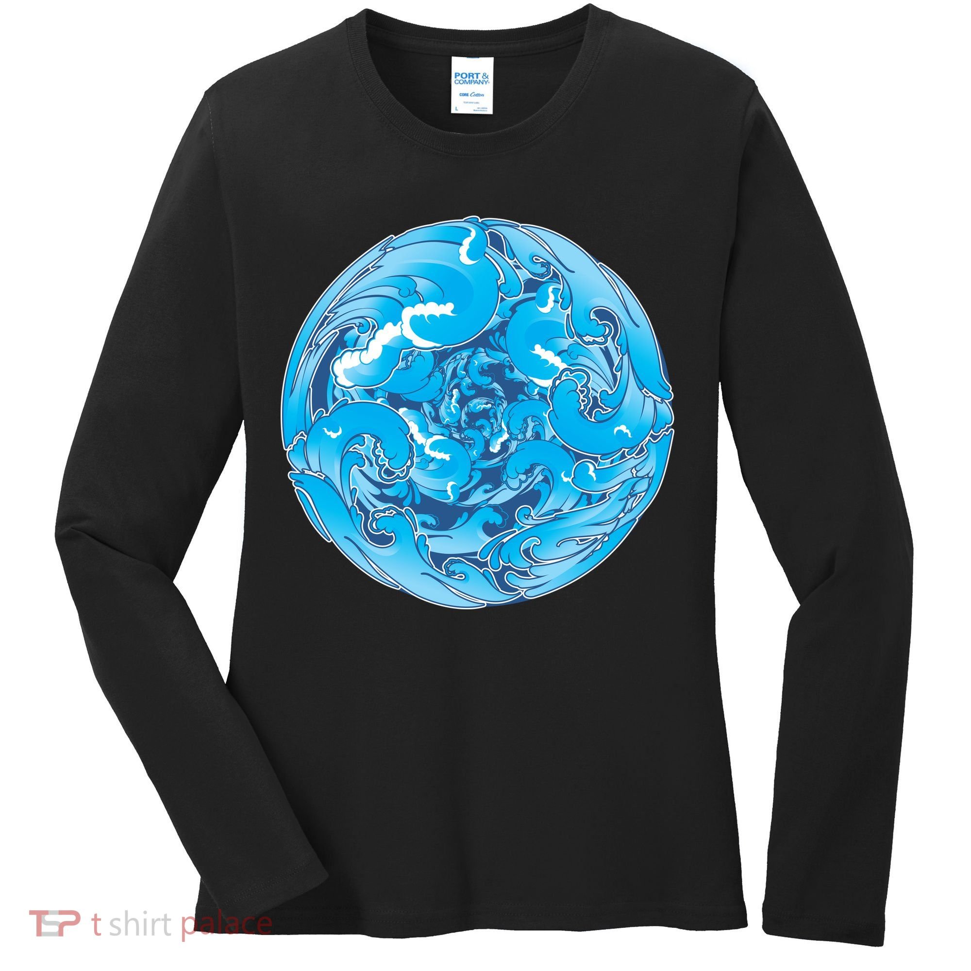 Great Wave Water Ball Emblem Women's Long Sleeve Shirt