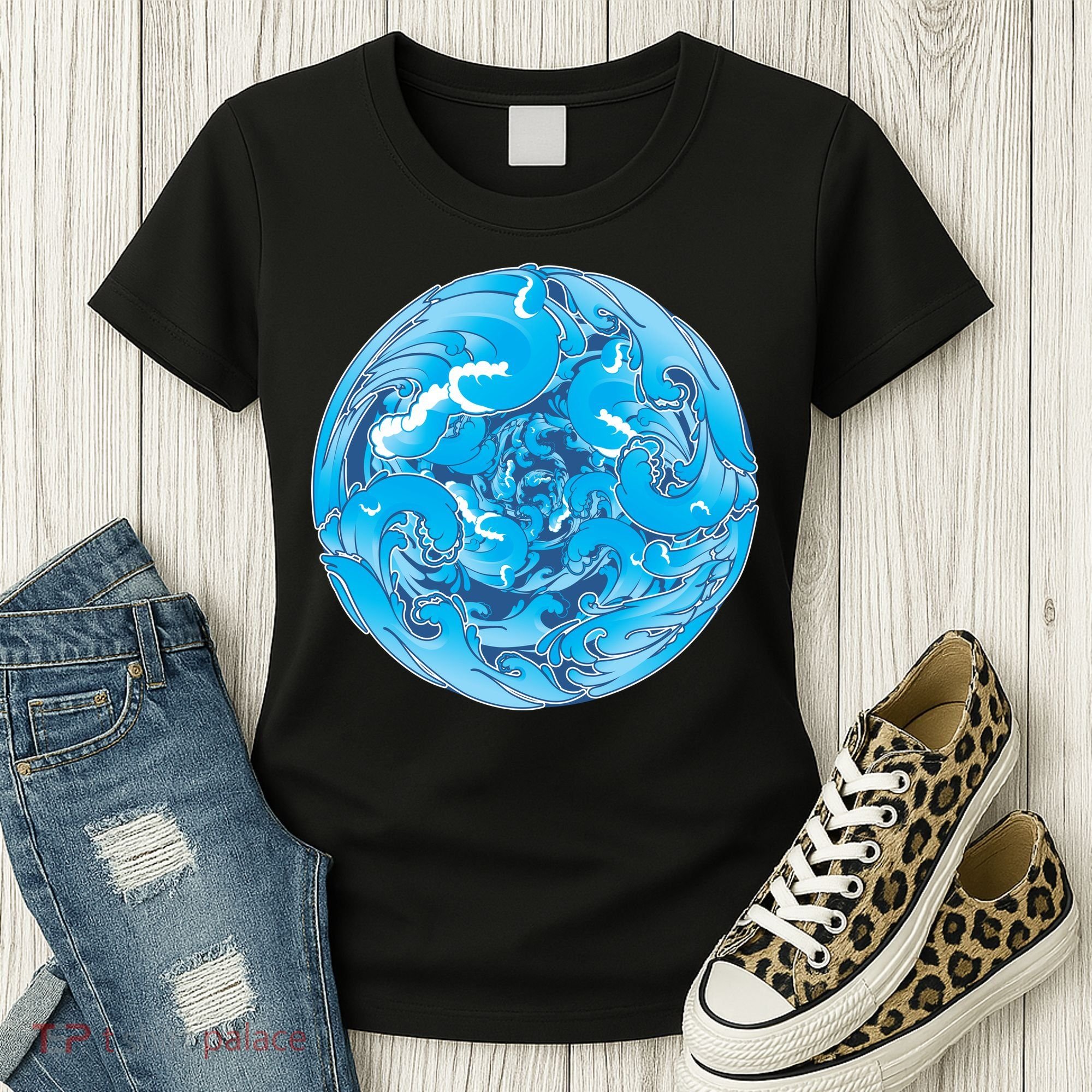 Great Wave Water Ball Emblem Women's T-Shirt