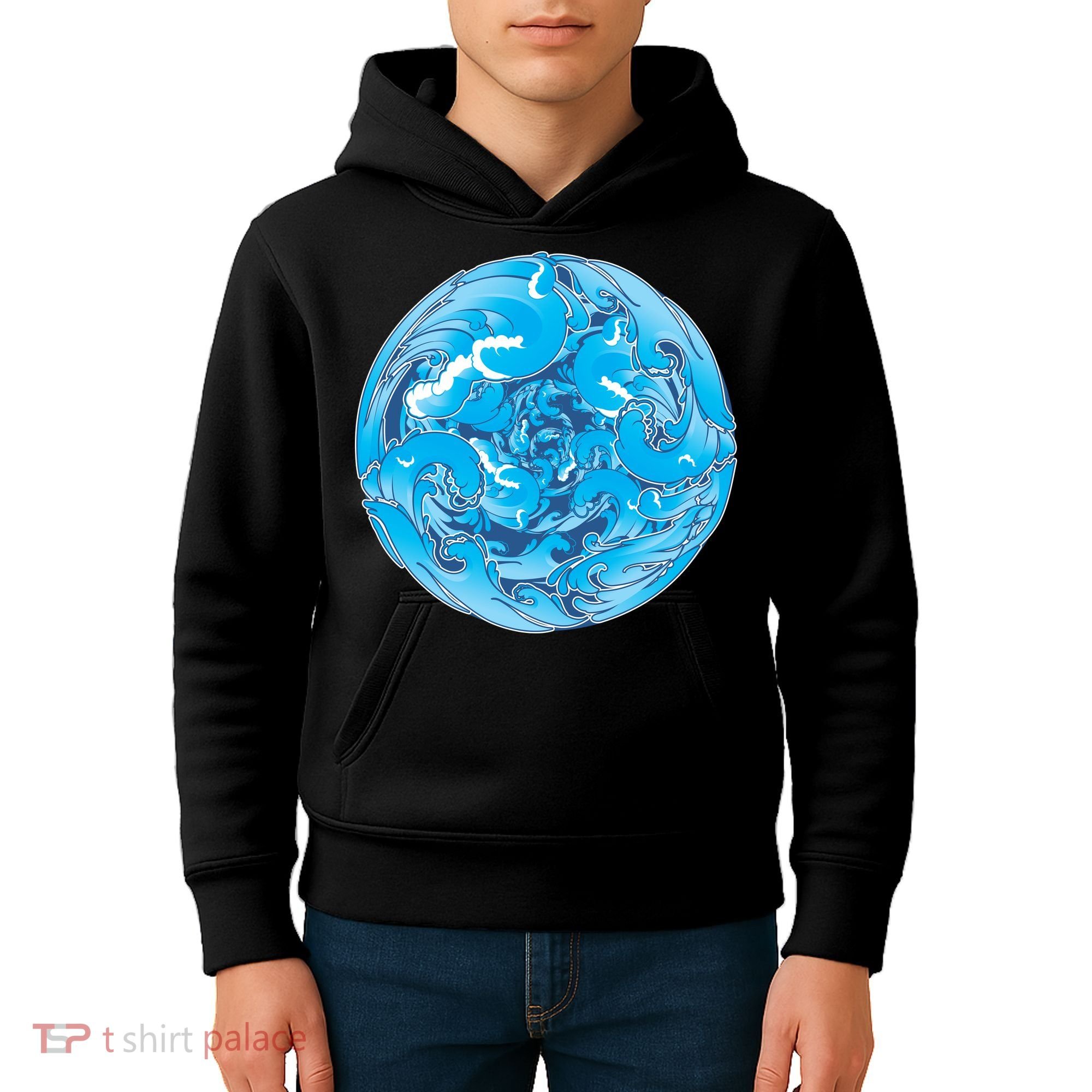 Great Wave Water Ball Emblem Kids Hoodie