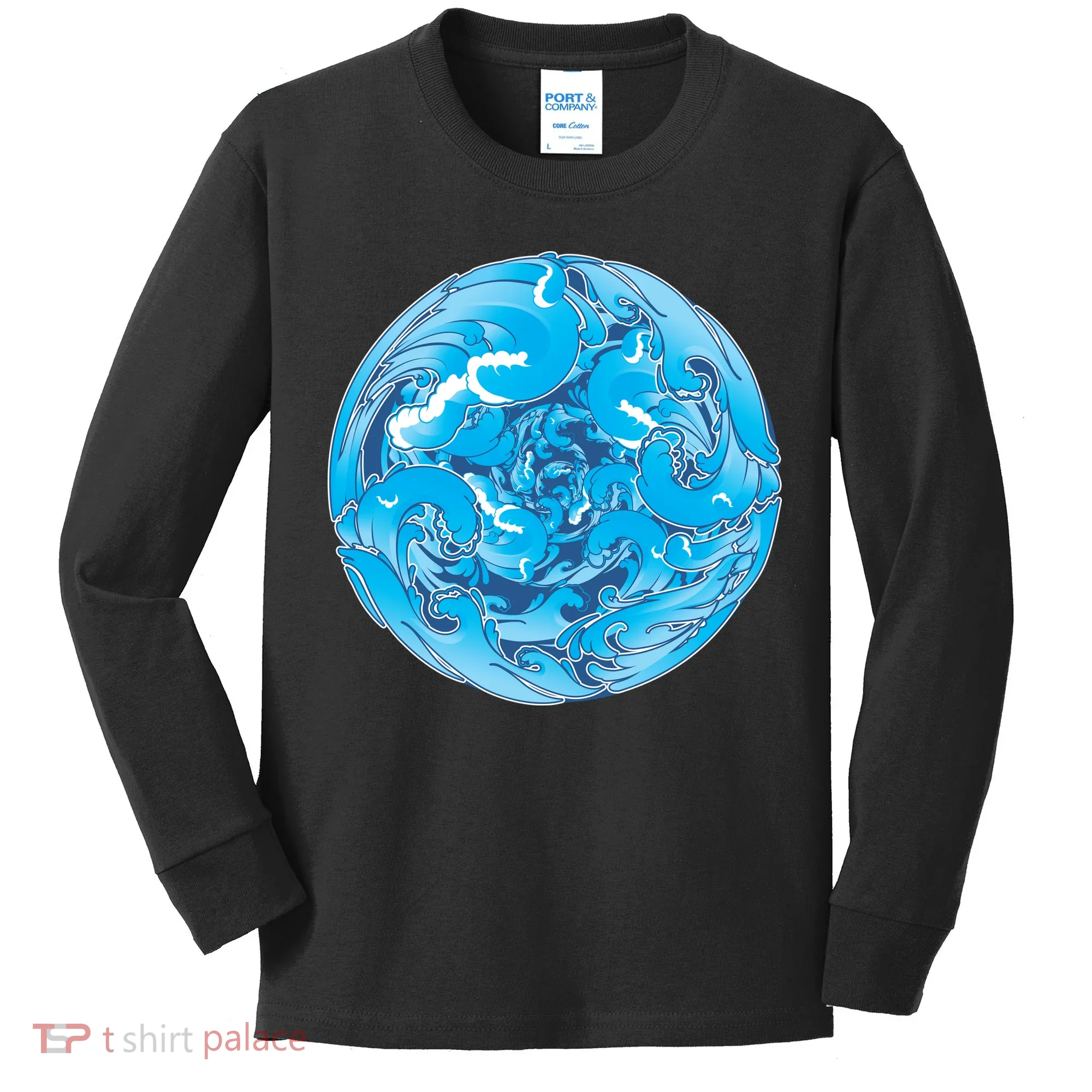 Great Wave Water Ball Emblem Kids Long Sleeve Shirt