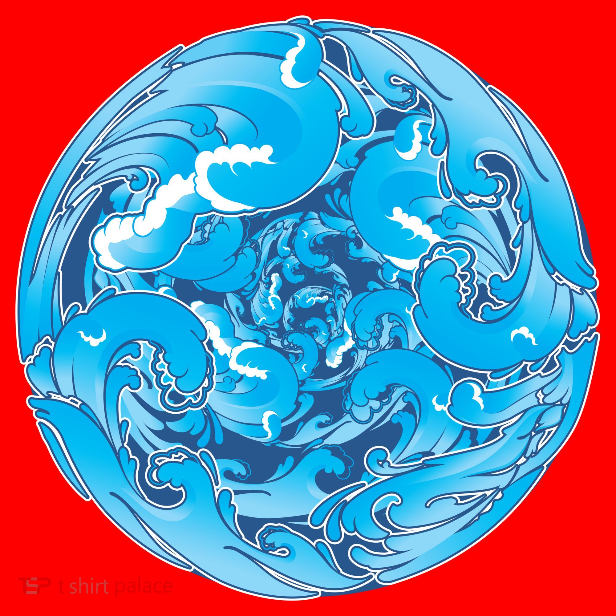 Great Wave Water Ball Emblem Santa Hat
