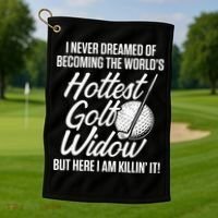 Golf Widow Wife Hottest Golfer Funny Golfing Golf Towel thumb 1