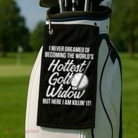 Golf Widow Wife Hottest Golfer Funny Golfing Golf Towel thumb 2
