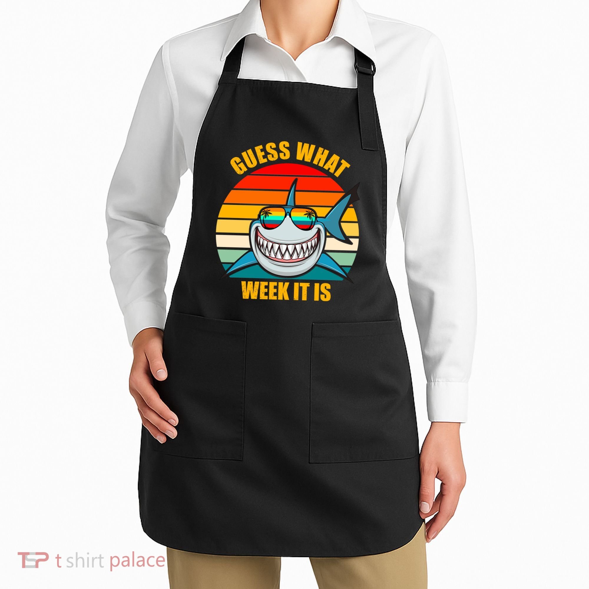 Guess What Week It Is Retro Shark Week Apron