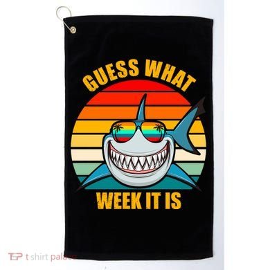 Guess What Week It Is Retro Shark Week Golf Towel