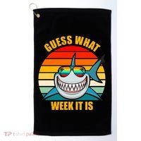 Guess What Week It Is Retro Shark Week Golf Towel thumb 0