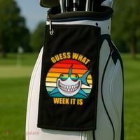Guess What Week It Is Retro Shark Week Golf Towel thumb 2