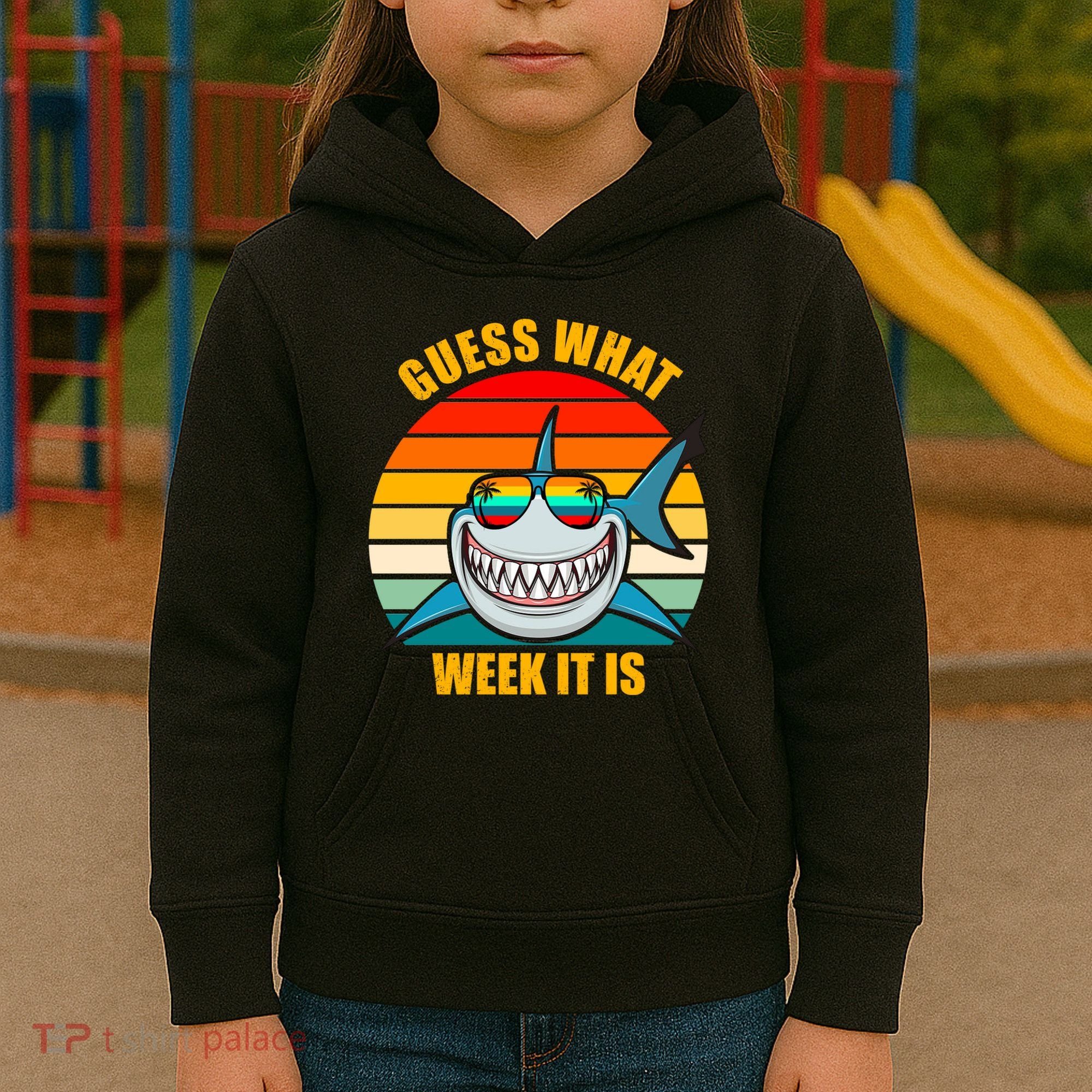 Guess What Week It Is Retro Shark Week Kids Hoodie