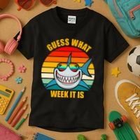 Guess What Week It Is Retro Shark Week Kids T-Shirt thumb 3