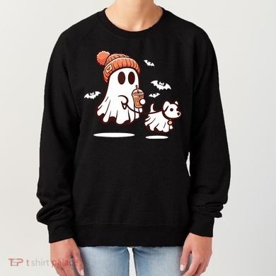 Ghost With Walking Dog Halloween Women's Sweatshirt