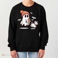 Ghost With Walking Dog Halloween Women's Sweatshirt thumb 0