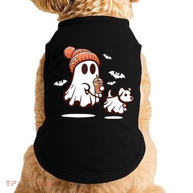 Ghost With Walking Dog Halloween Doggie Tank