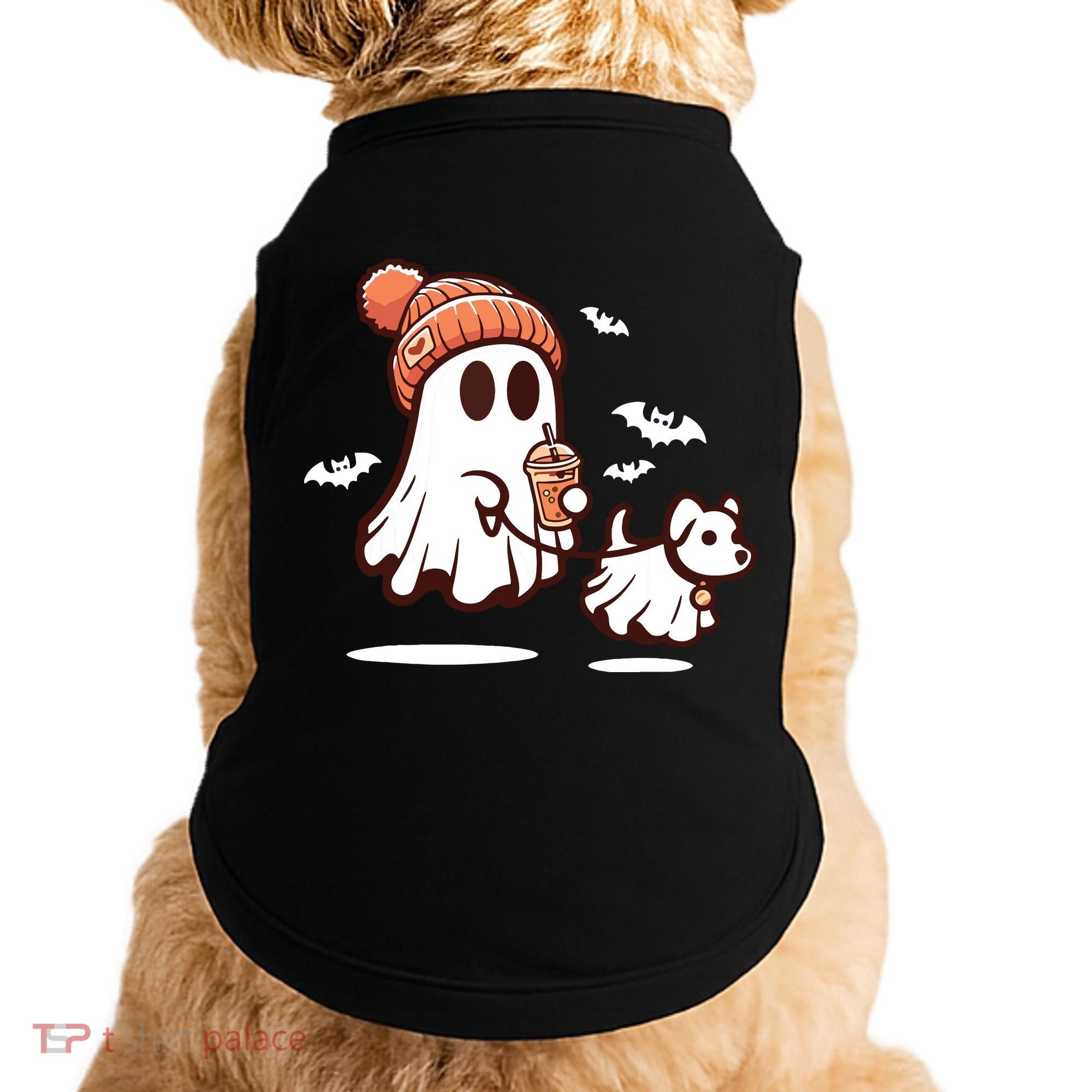 Ghost With Walking Dog Halloween Doggie Tank