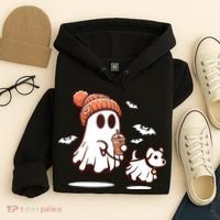 Ghost With Walking Dog Halloween Hoodie thumb 4