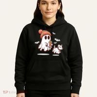 Ghost With Walking Dog Halloween Hoodie thumb 5