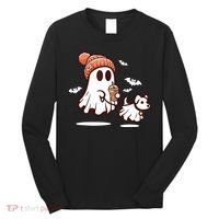 Ghost With Walking Dog Halloween Long Sleeve Shirt thumb 0