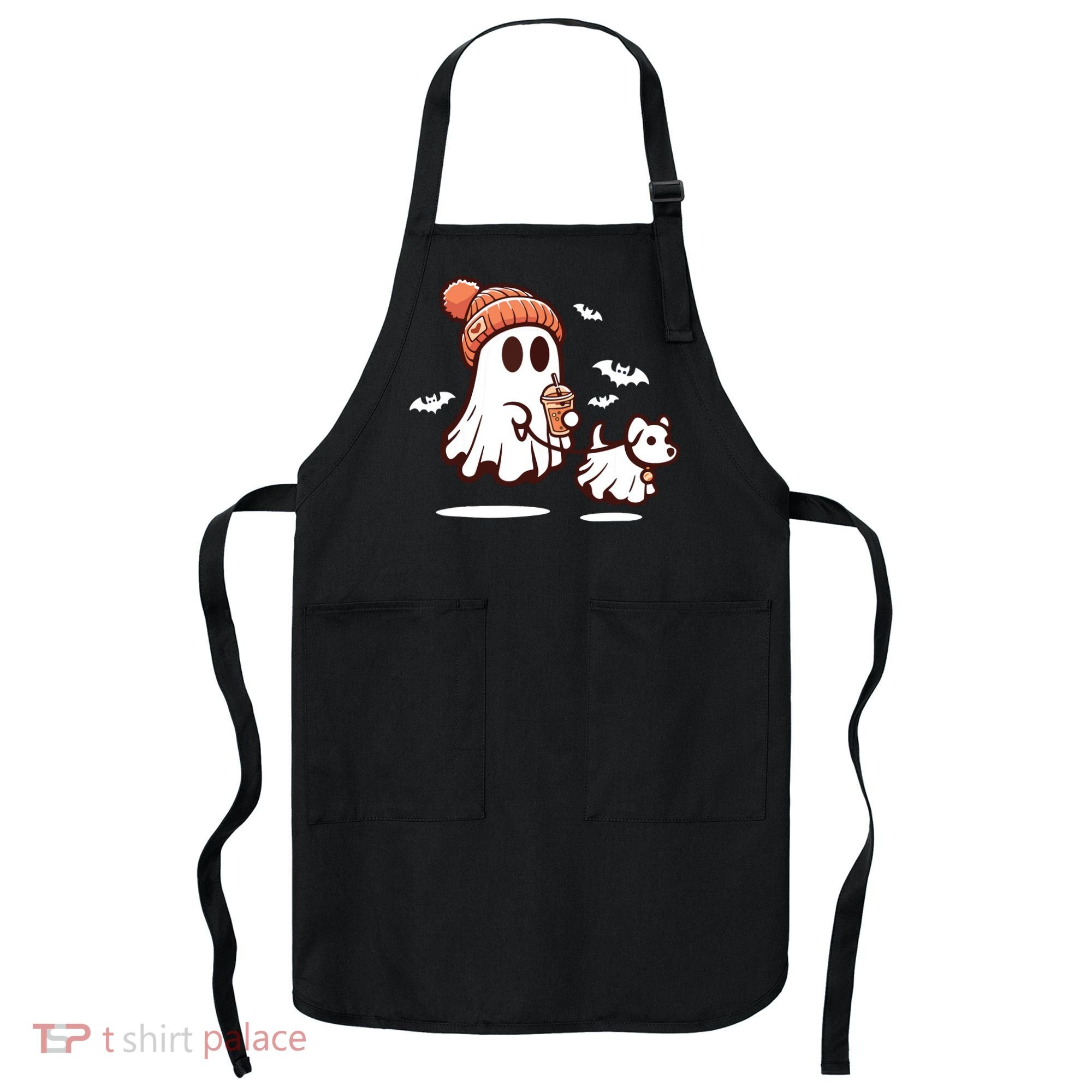 Ghost With Walking Dog Halloween Apron