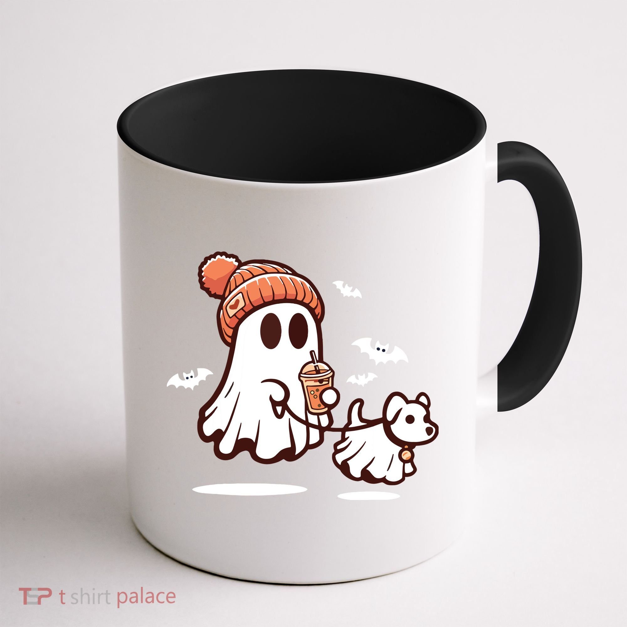 Ghost With Walking Dog Halloween Coffee Mug