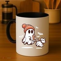 Ghost With Walking Dog Halloween Coffee Mug thumb 4