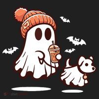 Ghost With Walking Dog Halloween Beanie thumb 2