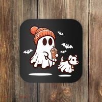 Ghost With Walking Dog Halloween Coaster thumb 0