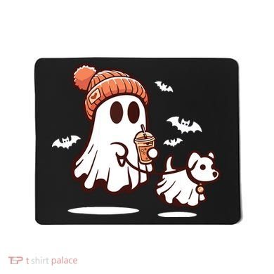 Ghost With Walking Dog Halloween Mousepad