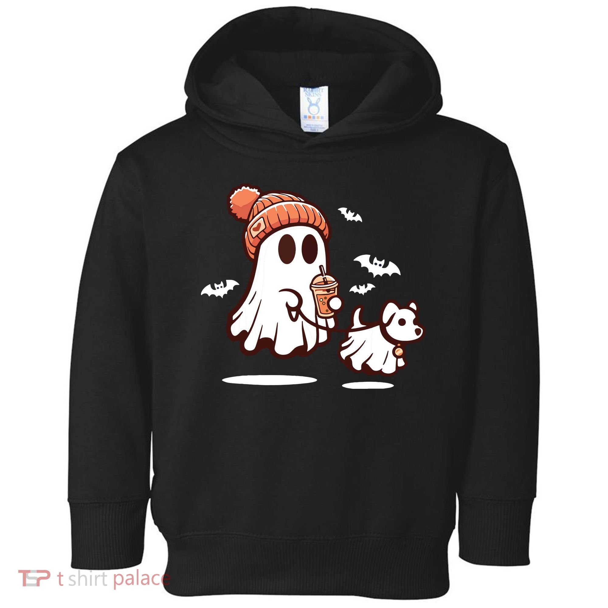 Ghost With Walking Dog Halloween Toddler Hoodie