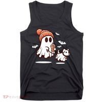 Ghost With Walking Dog Halloween Tank Top thumb 0