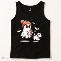 Ghost With Walking Dog Halloween Tank Top thumb 2