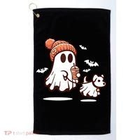 Ghost With Walking Dog Halloween Golf Towel thumb 0