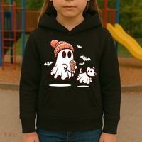 Ghost With Walking Dog Halloween Kids Hoodie thumb 3