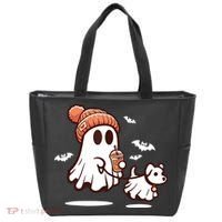 Ghost With Walking Dog Halloween Tote Bag thumb 0