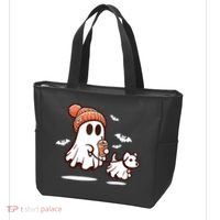 Ghost With Walking Dog Halloween Tote Bag thumb 3