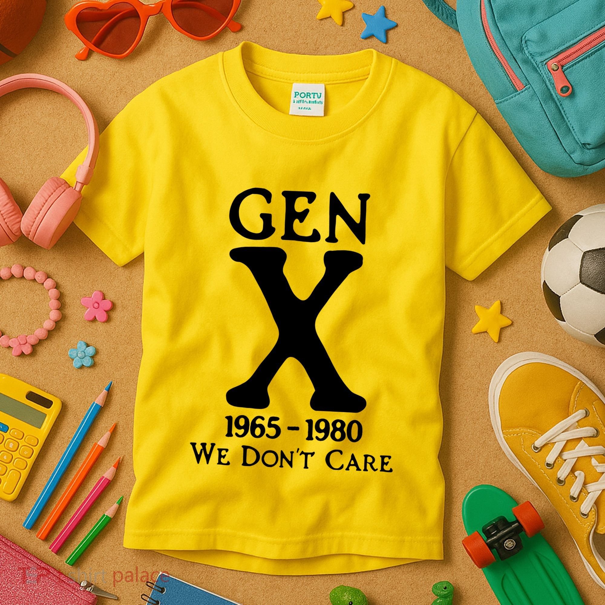 Gen X 1965 1980 We DonT Care Kids T-Shirt