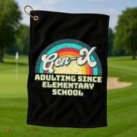 Gen X Adulting Since Elementary School Generation Xers Golf Towel thumb 1