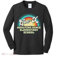 Gen X Adulting Since Elementary School Generation Xers Kids Long Sleeve Shirt thumb 0