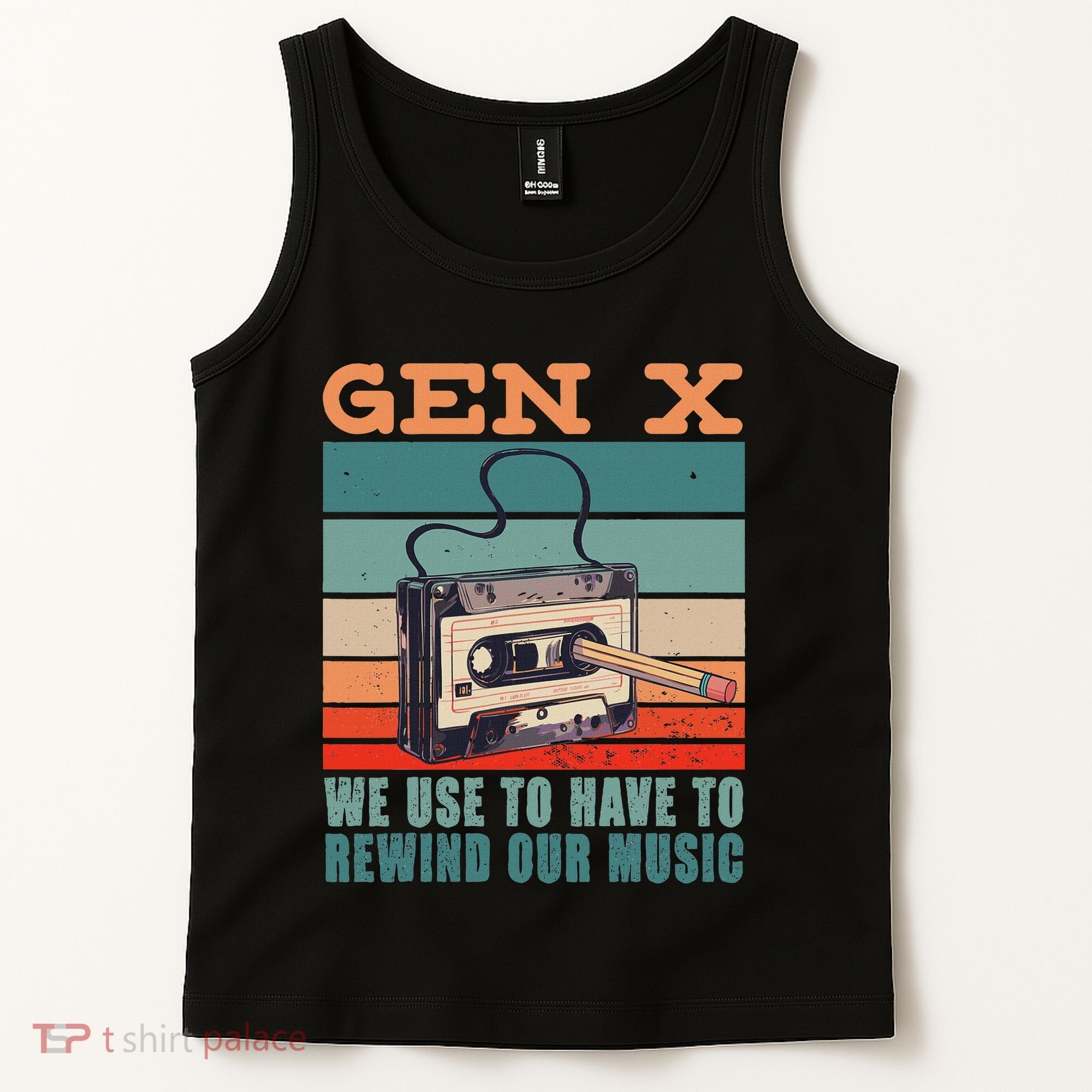 Gen X Cassette Tape Pencil Retro Music Tank Top