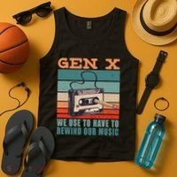 Gen X Cassette Tape Pencil Retro Music Tank Top thumb 4