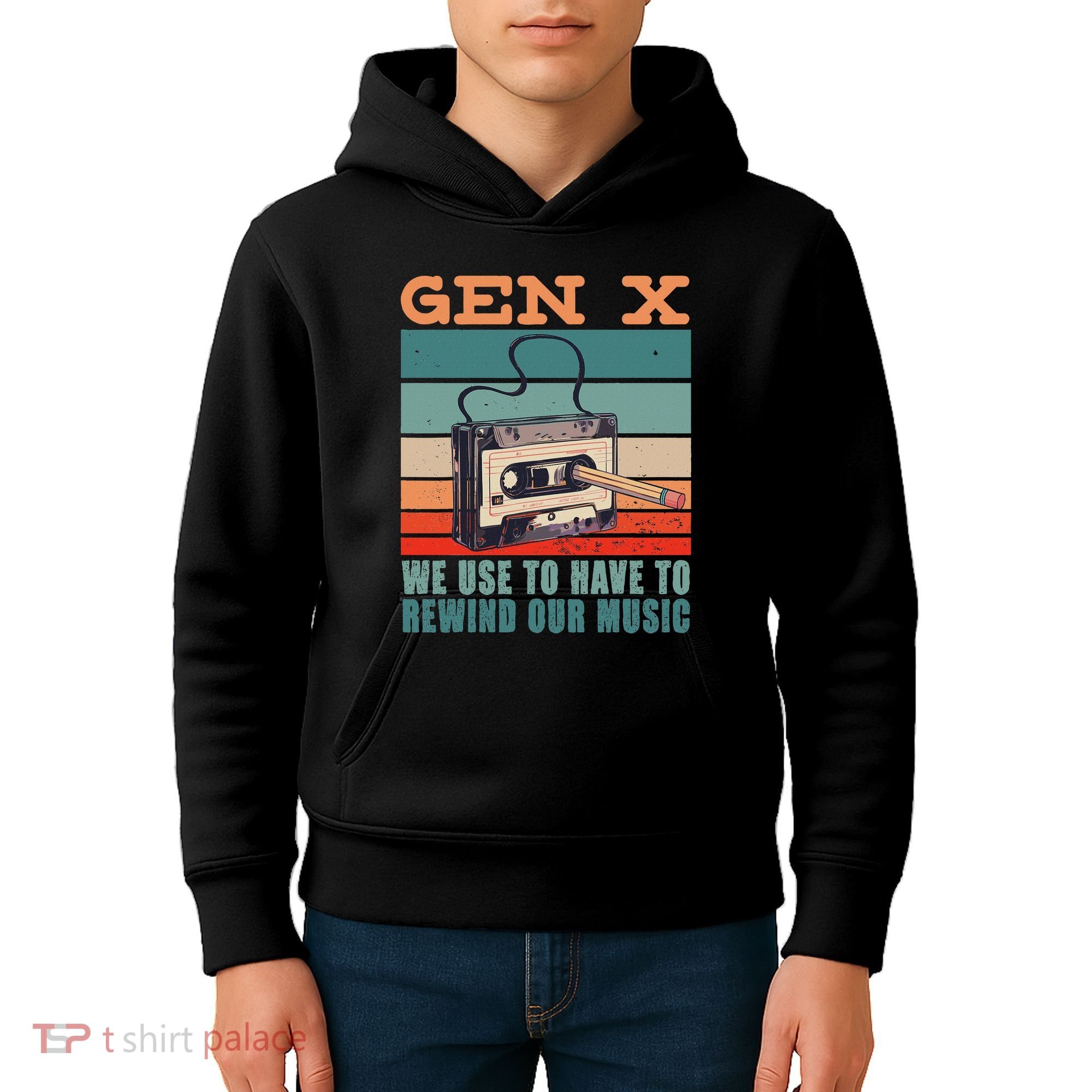 Gen X Cassette Tape Pencil Retro Music Kids Hoodie