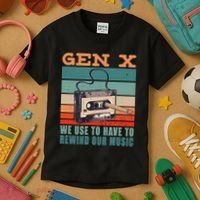 Gen X Cassette Tape Pencil Retro Music Kids T-Shirt thumb 3