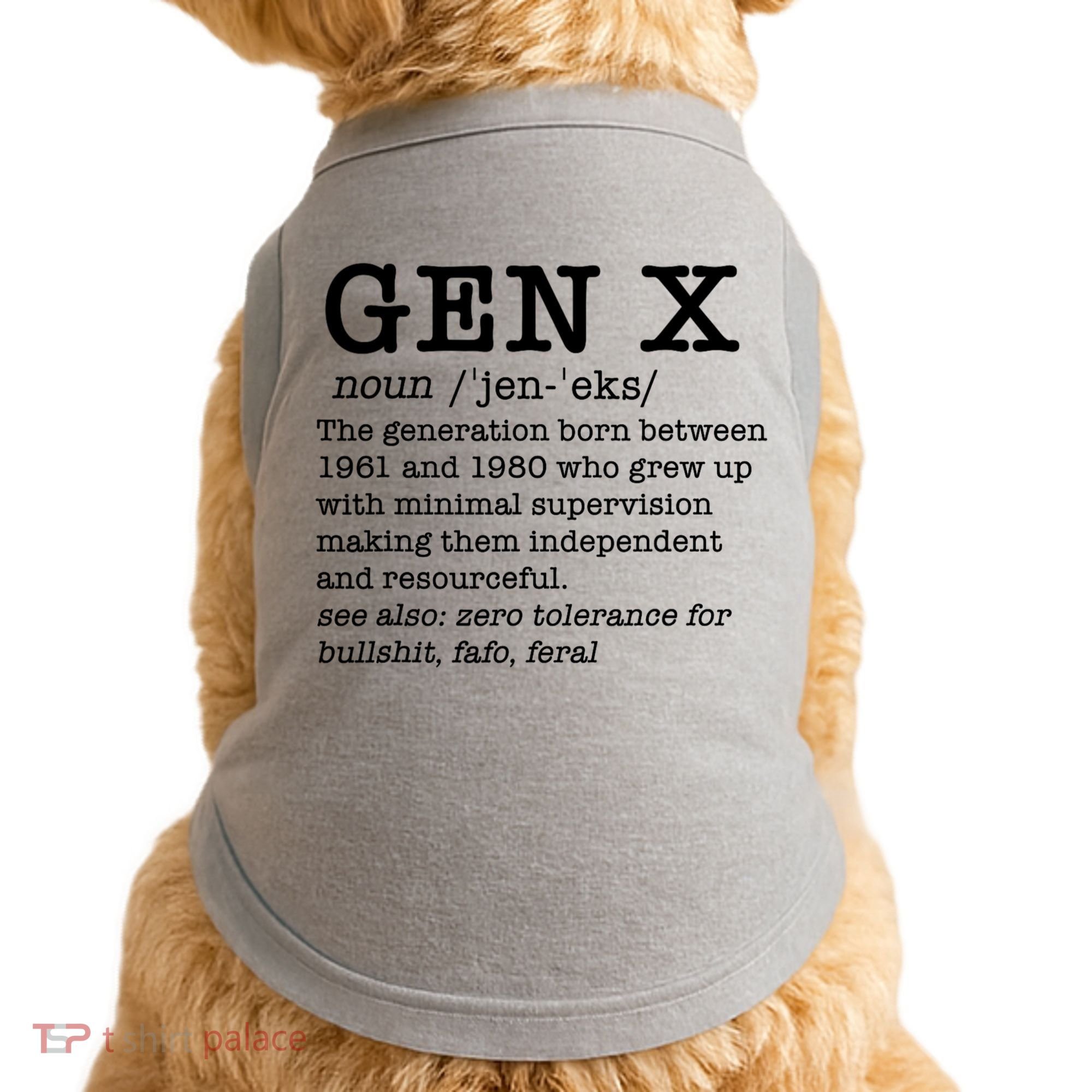 Gen X Funny Dictionary Generation Xer We DonT Care Meme Doggie Tank