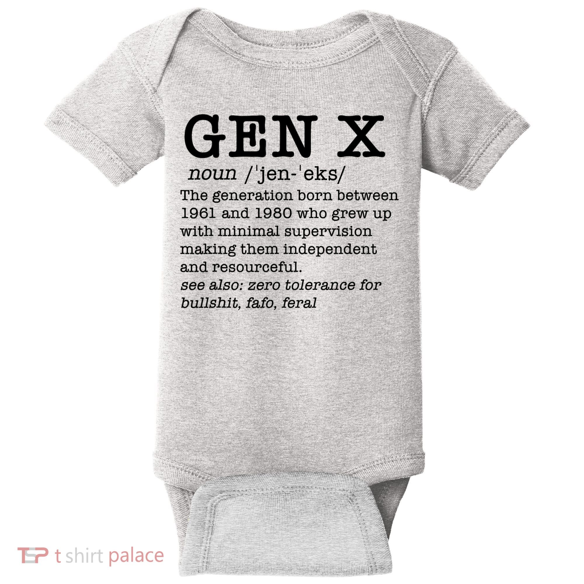 Gen X Funny Dictionary Generation Xer We DonT Care Meme Baby Bodysuit