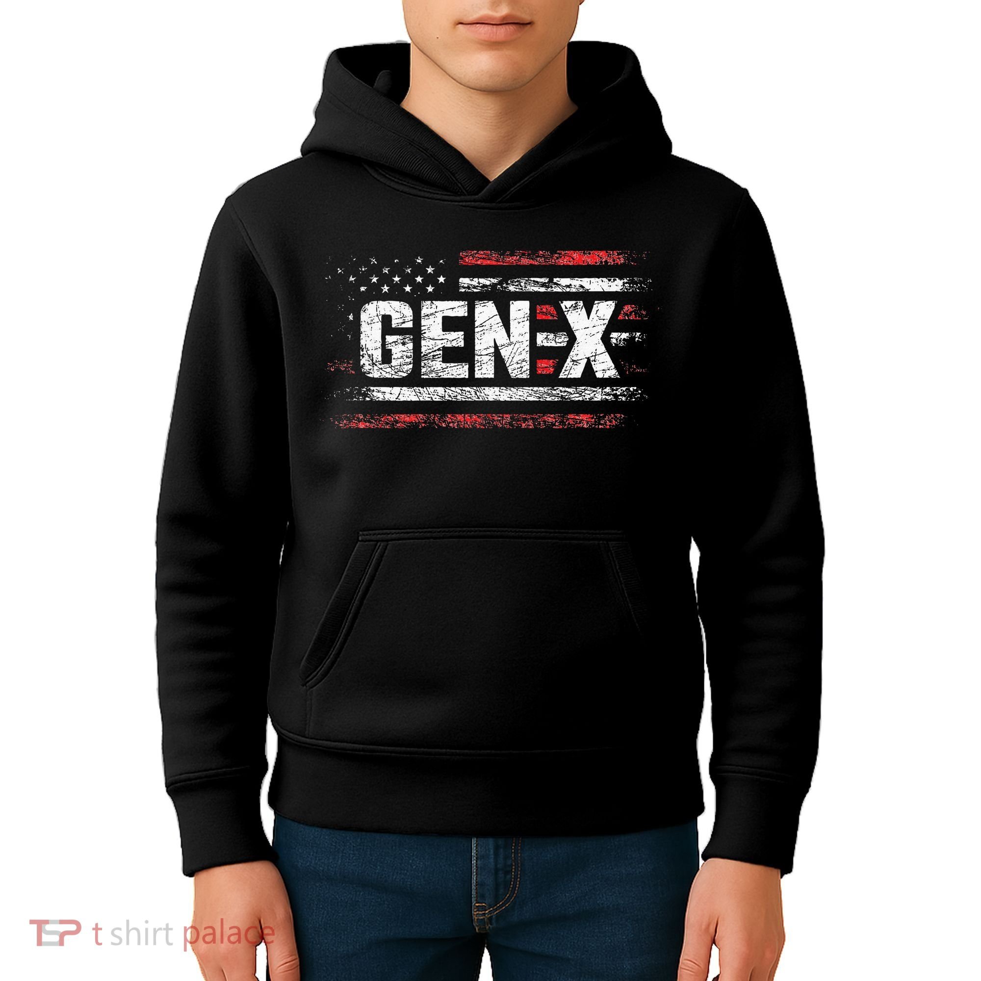 Generation X Gen Xer Gen X American Flag Gen X Kids Hoodie