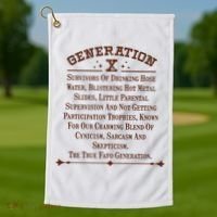 Gen X Generation X Raised On Hose Water And Neglect Nostalgia Golf Towel thumb 1